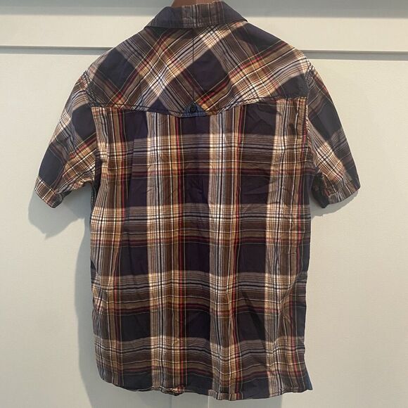 Parish Nation Y2K Shirt Mens Large Brown Plaid Hip Hop Streetwear Logos Retro - Picture 8 of 12